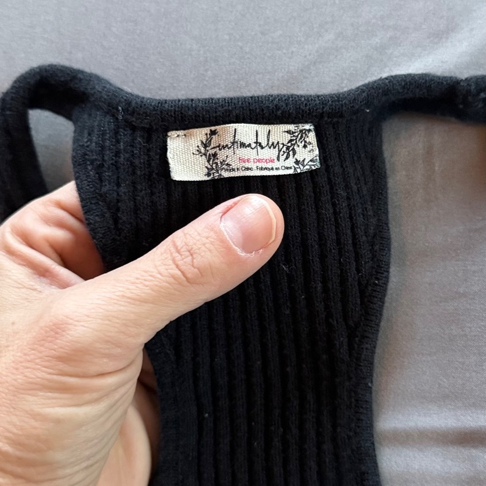 Free People Black Ribbed Racerback Tank Top - Picture 3 of 4